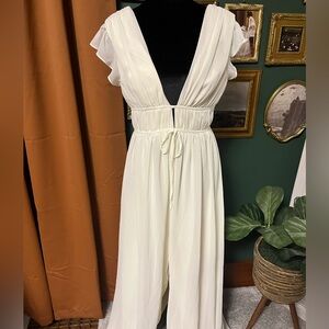 Lulu's Cream V-Neck Maxi Dress *Minor Damage*